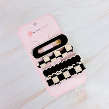 Load image into Gallery viewer, Ellison+Young - Checkered Wavy Creaseless Hair Clip Set Of 4: Happy Multi