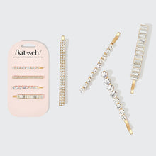 Load image into Gallery viewer, KITSCH - Metal Rhinestone Assorted Bobby Pins 4pc Set - Gold