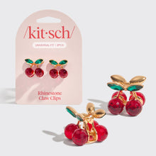 Load image into Gallery viewer, KITSCH - Mini Rhinestone Claw Clips 2pc Set - Cherry