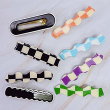 Load image into Gallery viewer, Ellison+Young - Checkered Wavy Creaseless Hair Clip Set Of 4: Happy Multi