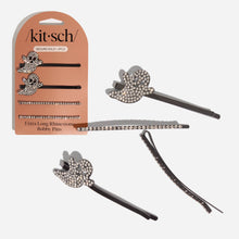 Load image into Gallery viewer, KITSCH - Extra Long Metal Rhinestone Bobby Pins 4pc Set - Ghost