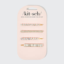 Load image into Gallery viewer, KITSCH - Metal Rhinestone Assorted Bobby Pins 4pc Set - Gold