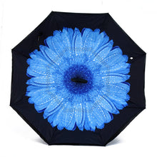 Load image into Gallery viewer, Selini New York - Deep Blue Flower Double Layer Inverted Umbrella: 1 piece