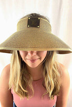 Load image into Gallery viewer, Embellish Your Life - Up-cycled LV Rollable Packable Straw Visor: Tan