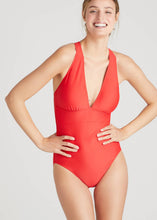 Load image into Gallery viewer, Yummie - Maia Plunge One Piece Swimsuit: Navy / 10