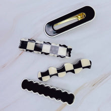 Load image into Gallery viewer, Ellison+Young - Checkered Wavy Creaseless Hair Clip Set Of 4: Happy Multi