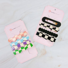 Load image into Gallery viewer, Ellison+Young - Checkered Wavy Creaseless Hair Clip Set Of 4: Happy Multi