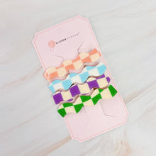 Load image into Gallery viewer, Ellison+Young - Checkered Wavy Creaseless Hair Clip Set Of 4: Happy Multi