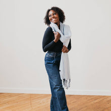 Load image into Gallery viewer, Pretty Simple - Seattle Days Fringe Scarf: Beige