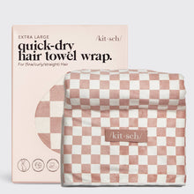 Load image into Gallery viewer, KITSCH - Extra Large Quick-Dry Hair Towel Wrap- Terracotta Checker
