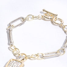 Load image into Gallery viewer, Fashion City - Square CZ 2T Link Chain Bracelet: BK / ONE SIZE
