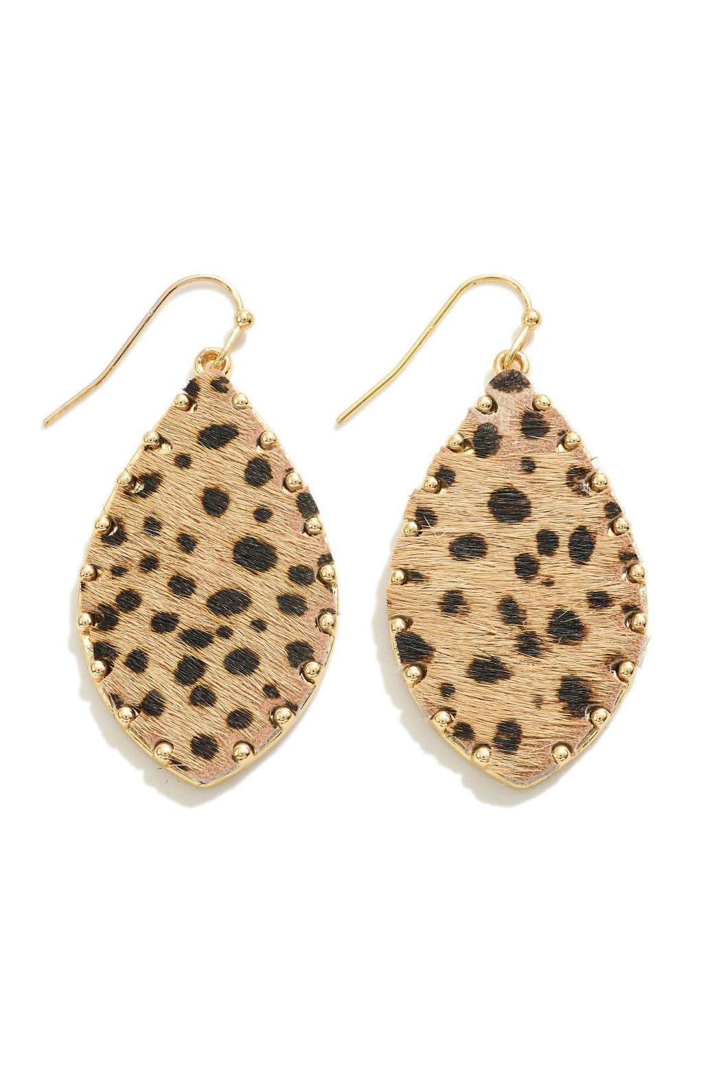 Embellish Your Life - Cow Print Earrings: Tan