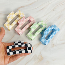 Load image into Gallery viewer, Ellison+Young - Checker Lovers Hair Claw: Blue
