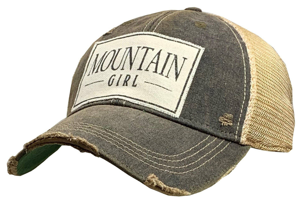 Mountain Girl Distressed Trucker Cap