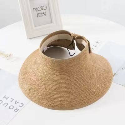 Shop Lev - Women Wide Brim Roll-up Straw Sun Visor Hat